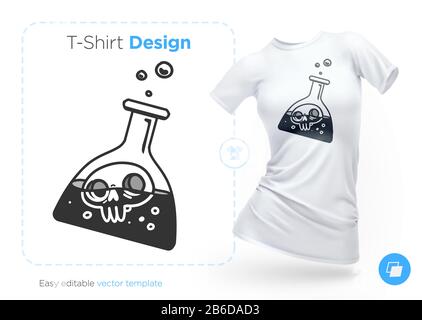 Skull in vitro t-shirt design. Print for clothes, posters or souvenirs. Vector Stock Vector