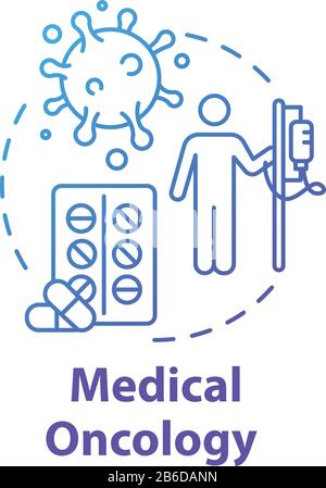Medical oncology concept icon. Hospital virus therapy. Medication of tumor disease. Cancer treatment idea thin line illustration. Vector isolated Stock Vector