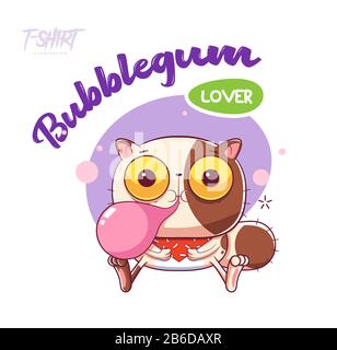 Sweet-tooth cat. Print on T-shirts, sweatshirts, cases for mobile phones, souvenirs. Stock Vector