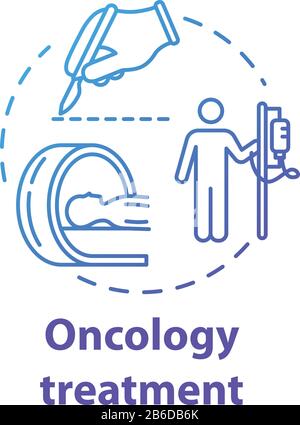 Oncology treatment concept icon. Chemotherapy, surgical and radiological treatment of cancer. Tumor cure idea thin line illustration. Vector isolated Stock Vector