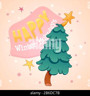 Merry Christmas greeting cards retro design. Vector Stock Vector