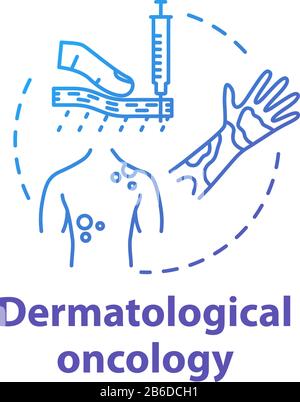 Dermatological oncology concept icon. Skin cancer awareness disease. Dermatitis, urticaria. Human health care idea thin line illustration. Vector Stock Vector