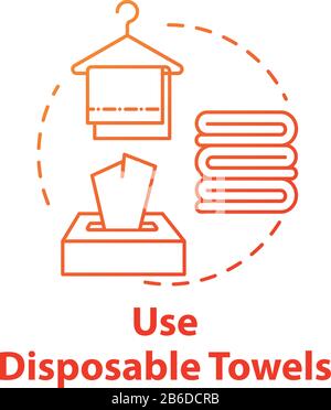 Use disposable towels and napkins, hygiene concept icon. Healthcare, antibacterial cleaning accessories idea thin line illustration. Vector isolated Stock Vector