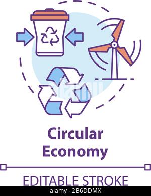 Circular economy concept icon. Infinite industrial loop. Sustainability and recycling. Market development idea thin line illustration. Vector isolated Stock Vector