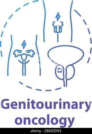 Genitourinary oncology concept icon. Human reproductive system disorder. Cancer awareness. Health care idea thin line illustration. Vector isolated Stock Vector