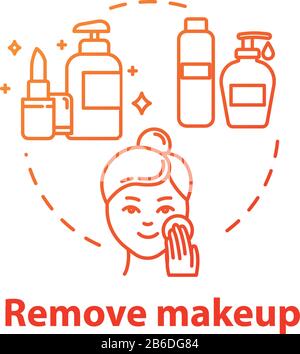 Remove makeup, face skin cleansing, hygiene concept icon. Skin washing and purification, skincare idea thin line illustration. Vector isolated outline Stock Vector