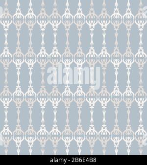 French shabby chic trellis vector stripe background. Ornate ornmental ironwork fence seamless pattern. Hand drawn antique flourish interior home decor Stock Vector
