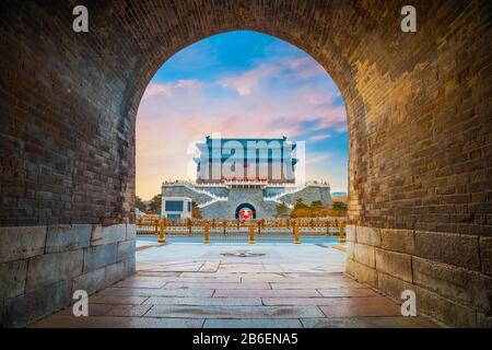 Beijing, China - Jan 17 2020: The Archery Tower of Qianmen or Zhengyangmen Gate, first built in 1419 during the Ming dynasty, situated at the southern Stock Photo