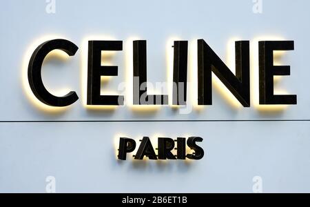 Celine Paris sign, logo on the store facade at Desert Hills