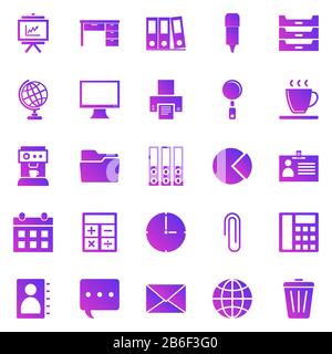 Office gradient icons on white background, stock vector Stock Vector