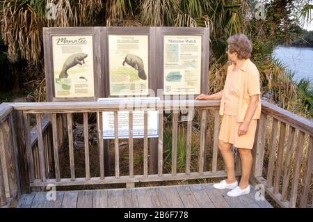 Manatee viewpoint at Haulover Canal, Merritt Island National Wildlife Refuge, Florida Stock Photo