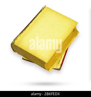 Old vintage book blank page. Isolate and clipping path on white background. Stock Photo
