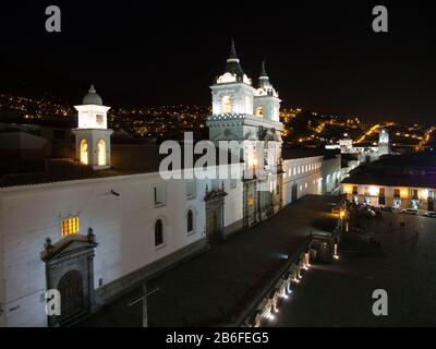 Convento de San Francisco at night, Casa Gangotena, Quito, Ecuador Stock Photo