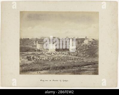 Bridge over the Brantas in Djadjar at Kertesono (title object) State Railways Java (series title) The construction of the bridge over the Brantas at Djadjar and Kertesono. Workers pose for the construction project. Part of a group of 62 photos in a box with the inscription State Railways on Java from 1888. Manufacturer : photographer Herman Salzwedel (listed property) Place manufacture: Surabaya Dating: 1880 - 1888 Physical features: albumen print material: paper Technique: albumen print dimensions: photo: h 215 mm × W 275 mmkarton: h 300 mm × W 370 mm Date: 1880 - 1888 Stock Photo