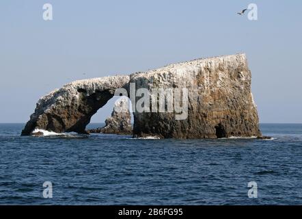 Arch Rock off Anacapa Island in Channel Islands National Park, California on sunny summer afternoon. Stock Photo