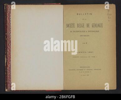 Bulletin de la Société Belge geology, hydrology paléontologie et d'(title object) Object Type: Book Item number: RP-F 2001-7-1345AVervaardiging Dating: 1887 Material: paper towels Technology print / copying / wood car / lithography (technique) / kammarmer Dimensions: h 250 mm × W 174 mm × d 38 mm Stock Photo