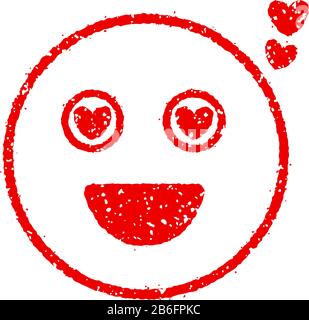 Cartoon face rubber stamp vector illustration / heart Stock Vector