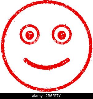 Cartoon face rubber stamp vector illustration / smiling Stock Vector