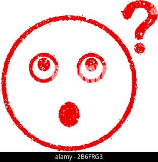 Cartoon face rubber stamp vector illustration / question Stock Vector