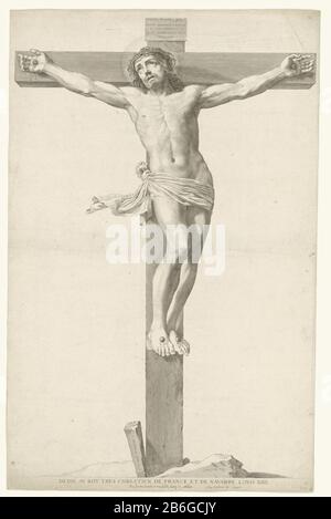 Christ on the cross Christ on the cross object type: picture Item number: RP-P-OB-70.855 Manufacturer : printmaker Claude Mella to painting by Claude Mella Dating: 1608 - 1688 Physical features: car material: paper Technique: engra (printing process) Stock Photo