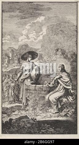 Christ and the Samaritan woman at the well Christ and the Samaritan woman at the put Object Type : picture Item number: RP-P-OB-45.741Catalogusreferentie: Van Eeghen 40391 (2) Note: state determined from existing prints in Rijksprentenkabinet Inscriptions / Marks: collector's mark , verso, stamped: Lugt 2228 Manufacturer : printmaker Jan Luyken manufacture Place: Amsterdam Date: 1712 Physical features: etching; proofing material: paper Technique: etching dimensions: sheet: 127 mm × H b 74 mmToelichtingProefdruk of illustration for: Luyken, Jan. Bybel printing. Amsterdam: Pieter Arentsz. II (we Stock Photo