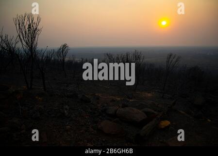 Smoke from Bush Fires on Sunset - Australia Stock Photo - Alamy