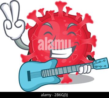 Supper cool coronavirus substance cartoon playing a guitar Stock Vector