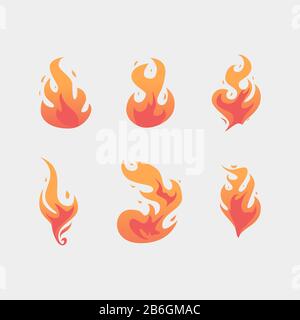 Flat flame set premium vector Stock Vector