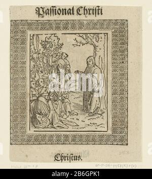 Christ preaches Christ preaches to a group of men and women with children, the Apostles stand in the background. Book Illustration of rectangular frame with fine ornaments. This print is printed with a plurality of logs. Above the show is half title of the edition: Passional Christi [und Antichristi]. Below the image is the word Christ Manufacture Vervaardiger: print maker: Lucas Cranach (I) Place manufacture: Wittenberg Date: 1521 - 1522 Physical characteristics: wood block material: paper Technique: wood block dimensions: image: h 119 mm × b 94 mmblad: h 190 mm × W 159 mmToelichtingDe counte Stock Photo