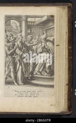 Christ before Caiaphas, 1585 print Soldiers lead Christ for Kaja pas ...