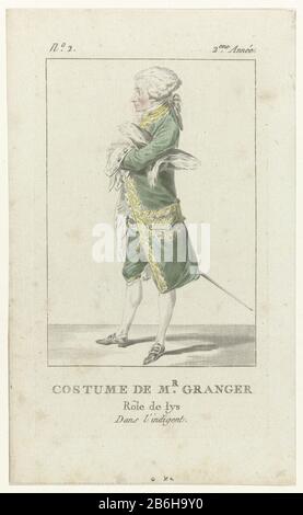 Costume de Mr. Granger, No. 2, 2eme. Année : Role de lys (...).Man a Habit à Française': jacket, cardigan and knee pants. Three-old (?) Stitch under the arm. Dit on