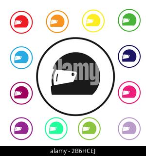 Set of colored icons of the helmet. Simple flat design for websites and apps Stock Vector
