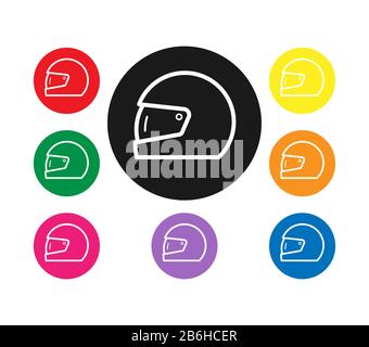Set of colored icons of the helmet. Simple flat design for websites and apps Stock Vector