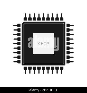 Chip icon. Chip of an electronic device. Simple flat design Stock Vector