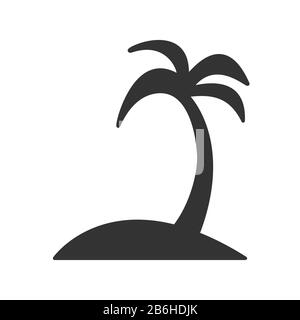 Simple editable icon. Island with a palm tree. Simple flat design for websites and apps Stock Vector