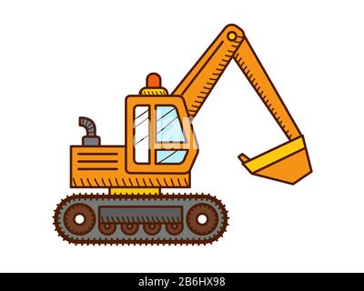 Excavator Dozer Digger Tractor isolated on white background Stock Vector