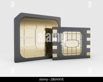 3d rendering of Sim card, micro - sim card, clipping path included. Stock Photo