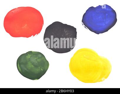 Color paint circles isolated on white background Stock Photo