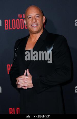 Westwood, USA. 10th Mar, 2020. Vin Diesel walking the red carpet at Premiere Of Sony Pictures' 'Bloodshot' held at Regency Village Theater on March 10, 2020 in Hollywood, California USA (Photo by Parisa Afsahi/Sipa USA) Credit: Sipa USA/Alamy Live News Stock Photo