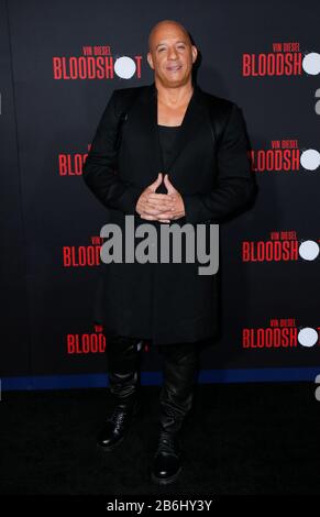 Westwood, USA. 10th Mar, 2020. Vin Diesel walking the red carpet at Premiere Of Sony Pictures' 'Bloodshot' held at Regency Village Theater on March 10, 2020 in Hollywood, California USA (Photo by Parisa Afsahi/Sipa USA) Credit: Sipa USA/Alamy Live News Stock Photo