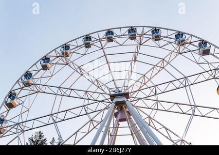 Modern Ferris Wheel detail Over Blue Sky Stock Photo