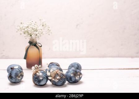 Frame background with robin blue eggs eggs with copy space for text. isolated. Ester concept. Stock Photo