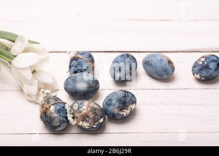 Frame background with robin blue eggs eggs with copy space for text. isolated. Ester concept. Stock Photo
