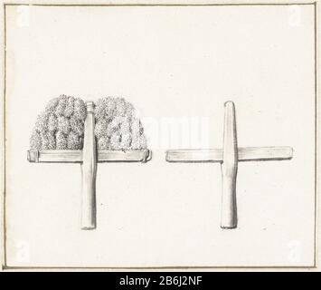 The cloth manufacturing a wool comb, with and without a carding machine The textile manufacturing: a wool comb, with and without kaarde Object Type : Drawing Object number: RP-T-1886-A-614 Manufacturer : artist: Willem van Mieris Dated: 1672 - 1747 Physical features: pen and brush in gray, black chalk material : paper ink chalk Technique: pen / brush dimensions: h 105 mm × W 125 mm Subject: wool (material  textile industry) carding, combing  textile industry (+ tools and appliances  crafts, industries, agriculture) Stock Photo