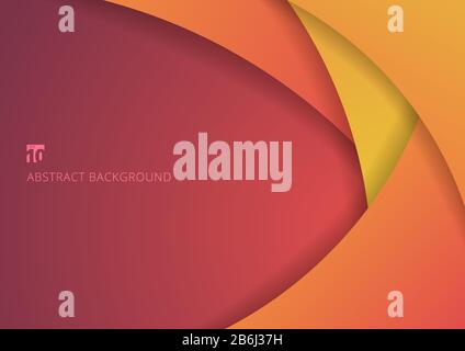 Abstract yellow and pink curve circle paper layer overlapping background. Vector illustration Stock Vector
