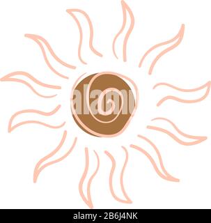Symbolic sun. Vector doodle illustration. Isolated on white. Stock Vector