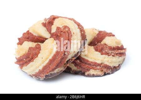 Group of spiral cookies isolated on white background Stock Photo