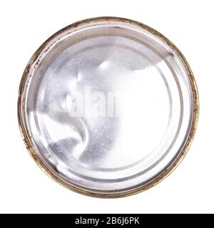 Crumpled can lid isolated on white background Stock Photo