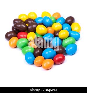 Pile of multi-colored glazed jelly beans isolated on white background Stock Photo