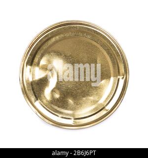 Crumpled can lid isolated on white background Stock Photo